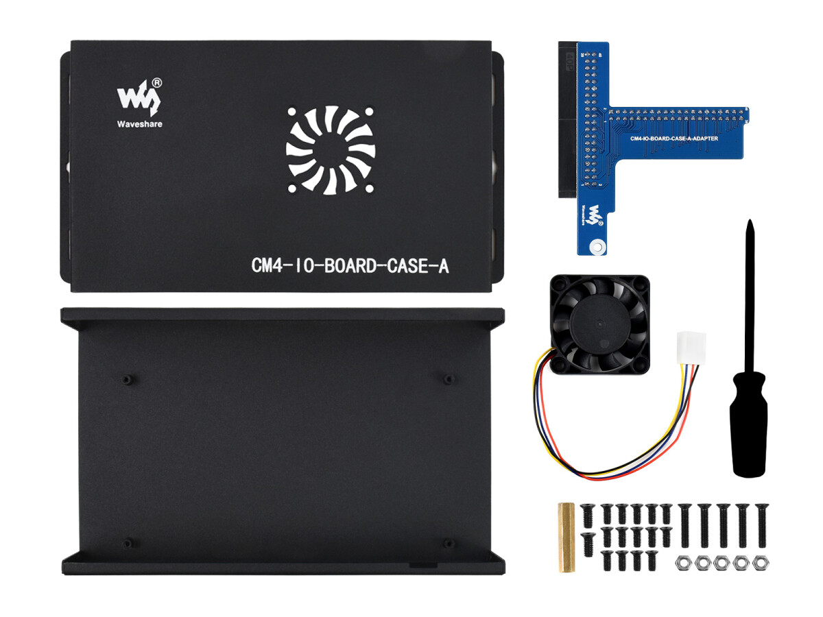 WaveShare Metal Box (A) til Raspberry Pi Compute Module 4 IO-kort med køleventilator