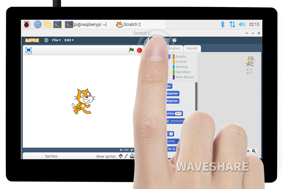 WaveShare 5-tommers kapacitivt touch AMOLED-display, 960×544, HDMI, fuldt lamineret, forstærket glasdæksel