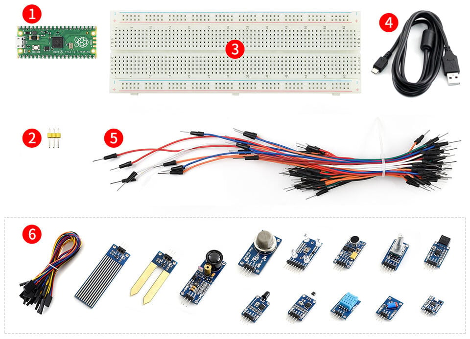 WaveShare Raspberry Pi Pico sensorpakke med forskellige sensorer
