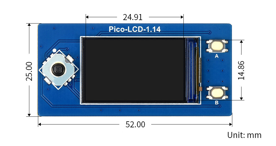 WaveShare 1,14 Zoll LCD-displaymodul til Raspberry Pi Pico, 65.000 farver, 240x135, SPI