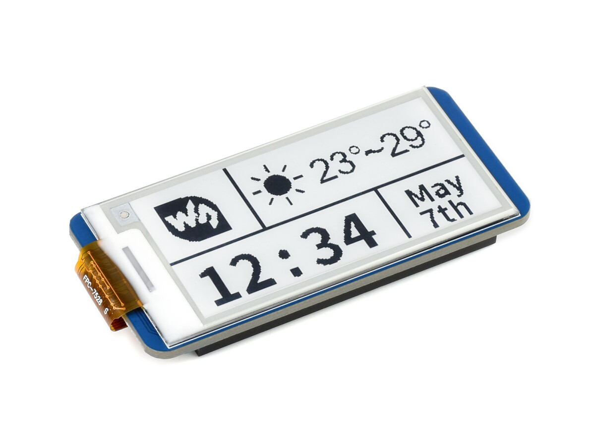 WaveShare 2,13 Zoll E-Paper E-Ink Display Modul für Raspberry Pi Pico, 250x122, Schwarz / Weiß, SPI