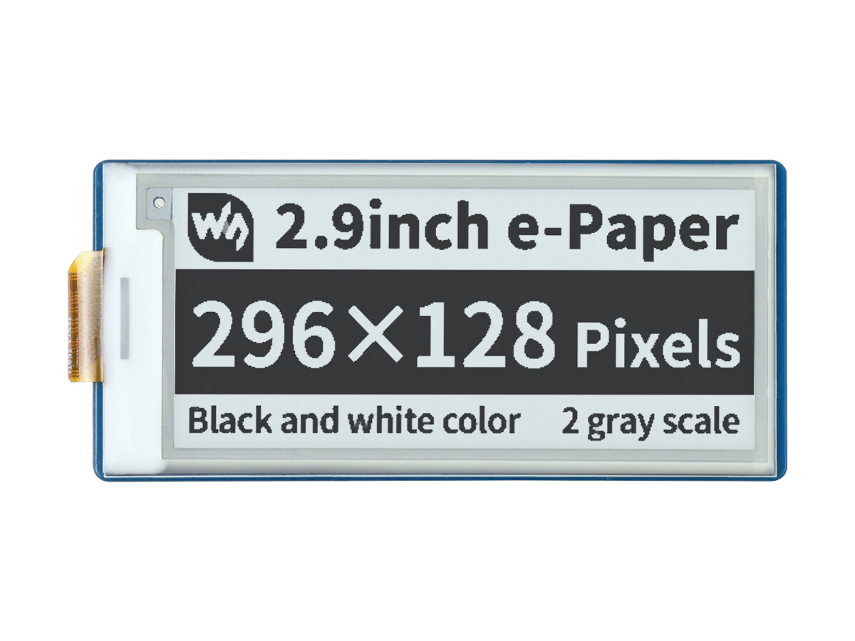 WaveShare 2,9 Zoll E-Paper E-Ink Display Modul til Raspberry Pi Pico, 296×128, sort / hvid, SPI