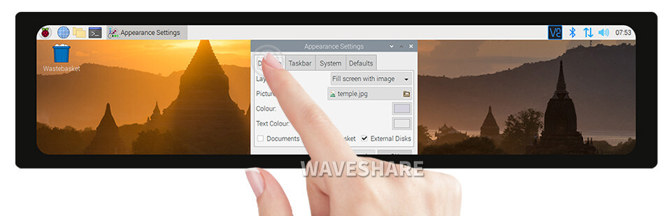 WaveShare 11,9 Zoll Kapazitiver Touchscreen LCD 320x1480 HDMI IPS Verstærket Glasdæksel