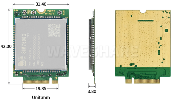 WaveShare SIM7600G-H-M.2 SIMCom 4G LTE Cat-4 Modul Global dækning GNSS M.2 stik