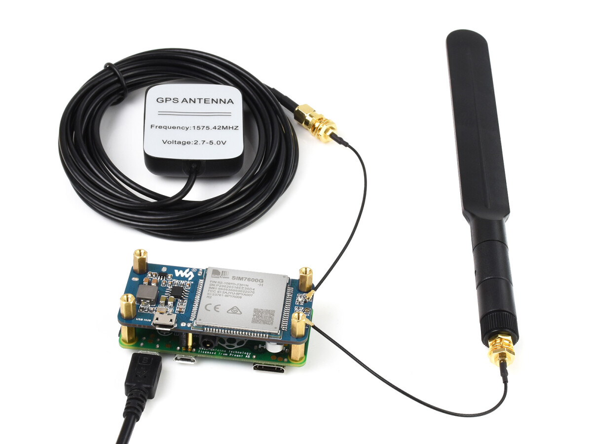 WaveShare SIM7600G-H 4G HAT (B) til Raspberry Pi, LTE Cat-4 4G 3G 2G GNSS-positionering, globalt bånd