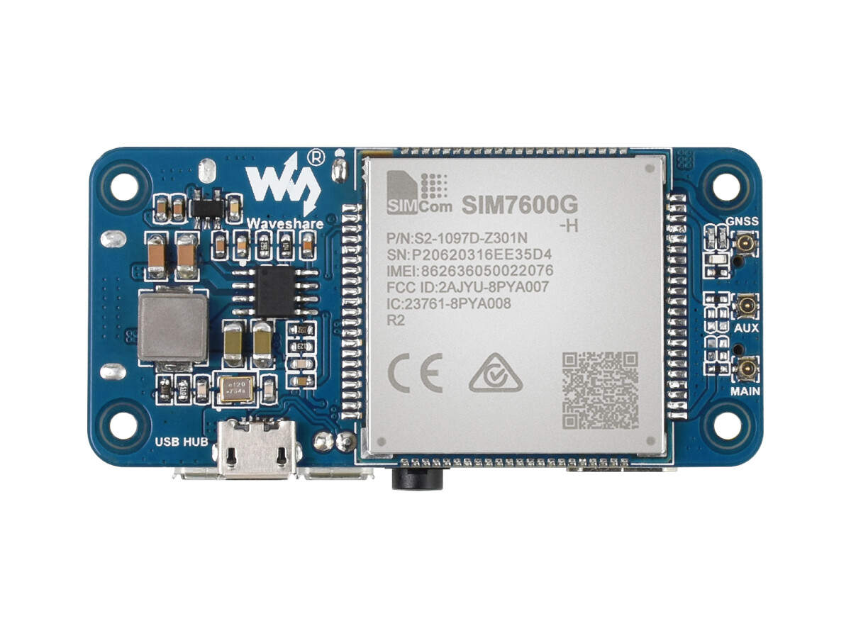 WaveShare SIM7600G-H 4G HAT (B) til Raspberry Pi, LTE Cat-4 4G 3G 2G GNSS-positionering, globalt bånd