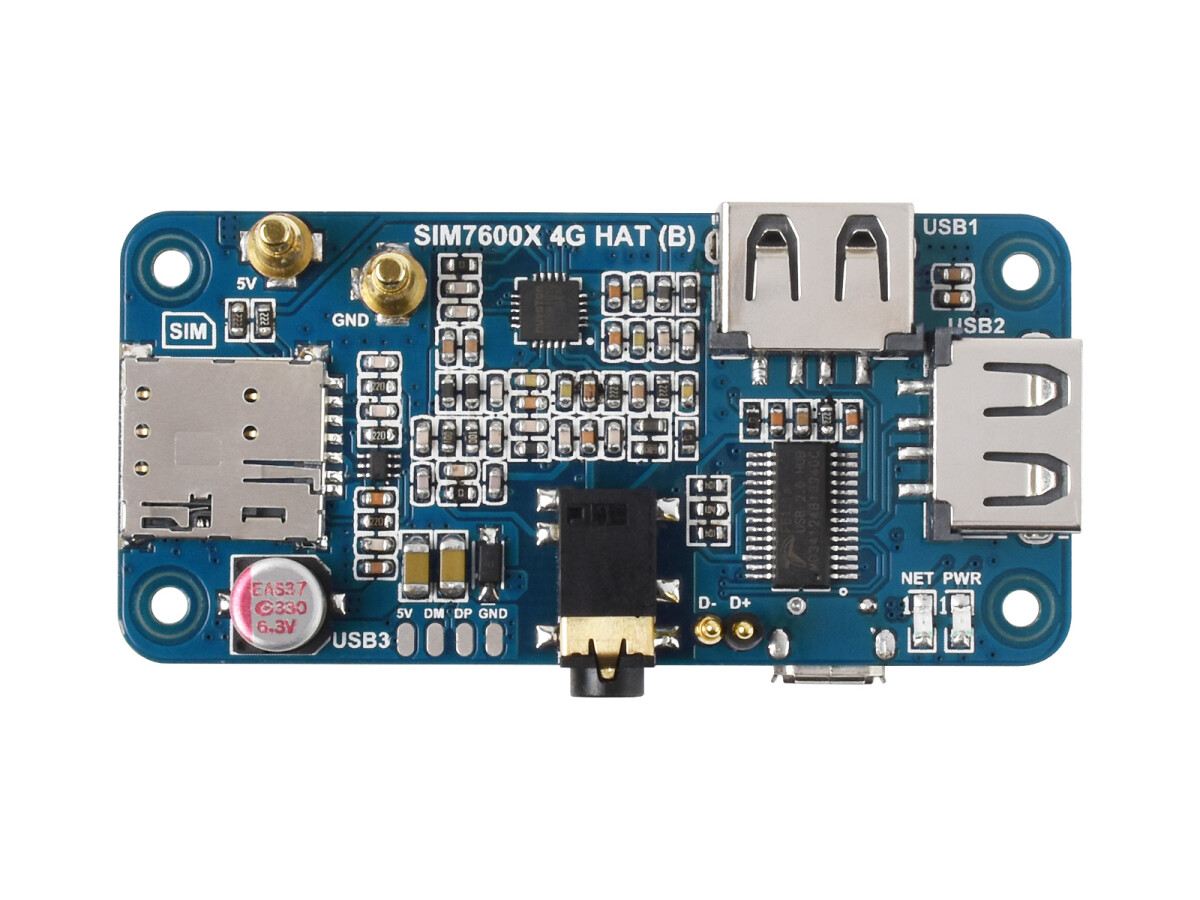 WaveShare SIM7600G-H 4G HAT (B) til Raspberry Pi, LTE Cat-4 4G 3G 2G GNSS-positionering, globalt bånd