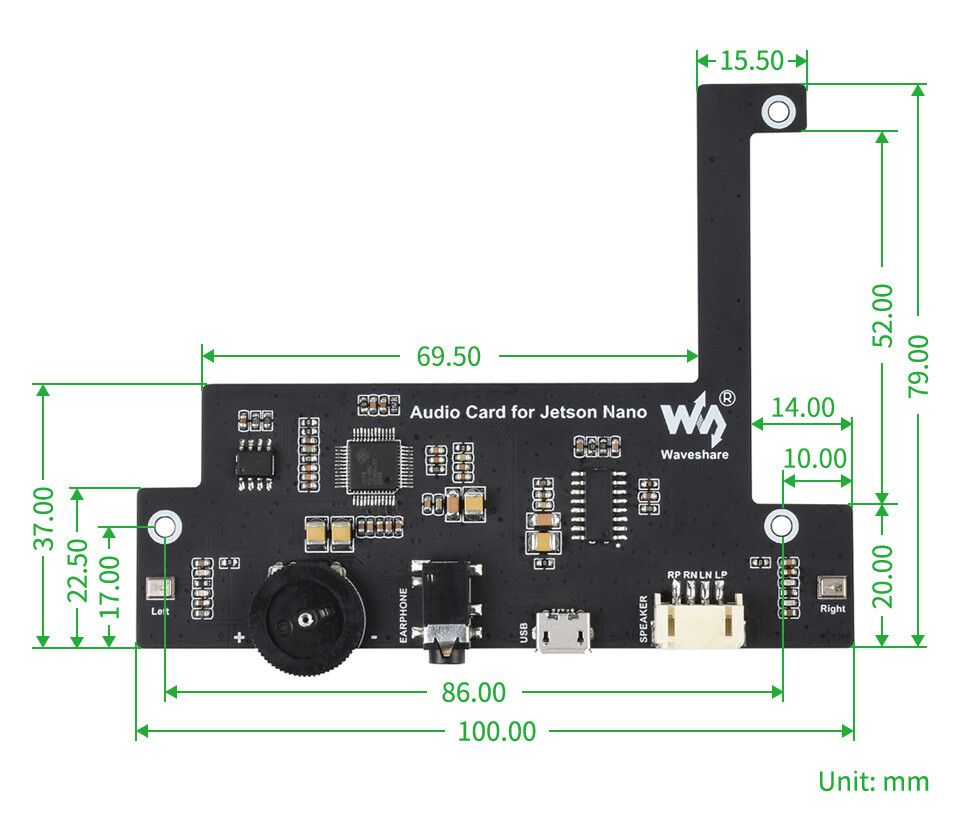 WaveShare USB-lydcodec til Jetson Nano, USB-lydkort, plug and play