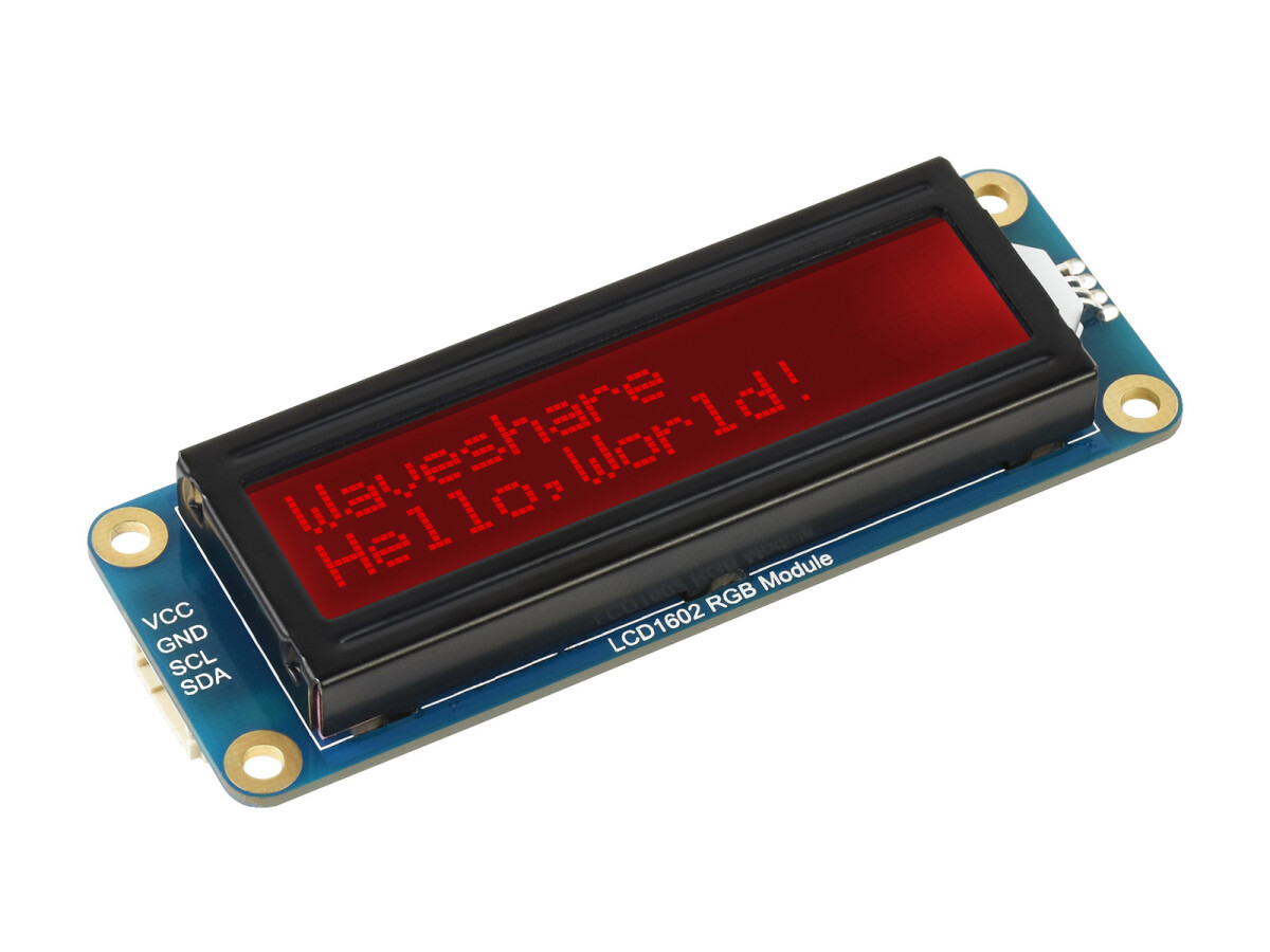 WaveShare LCD1602 RGB-modul, 16x2 tegn I2C til Arduino/RPI/Jetson Nano