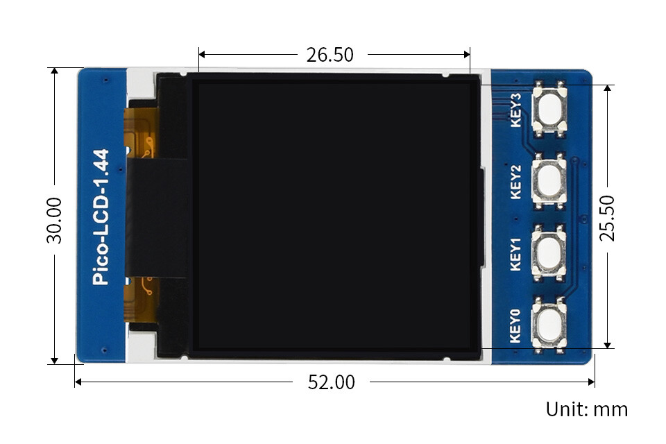 WaveShare 1,44 Zoll LCD-displaymodul til Raspberry Pi Pico, 65.000 farver, 128×128, SPI