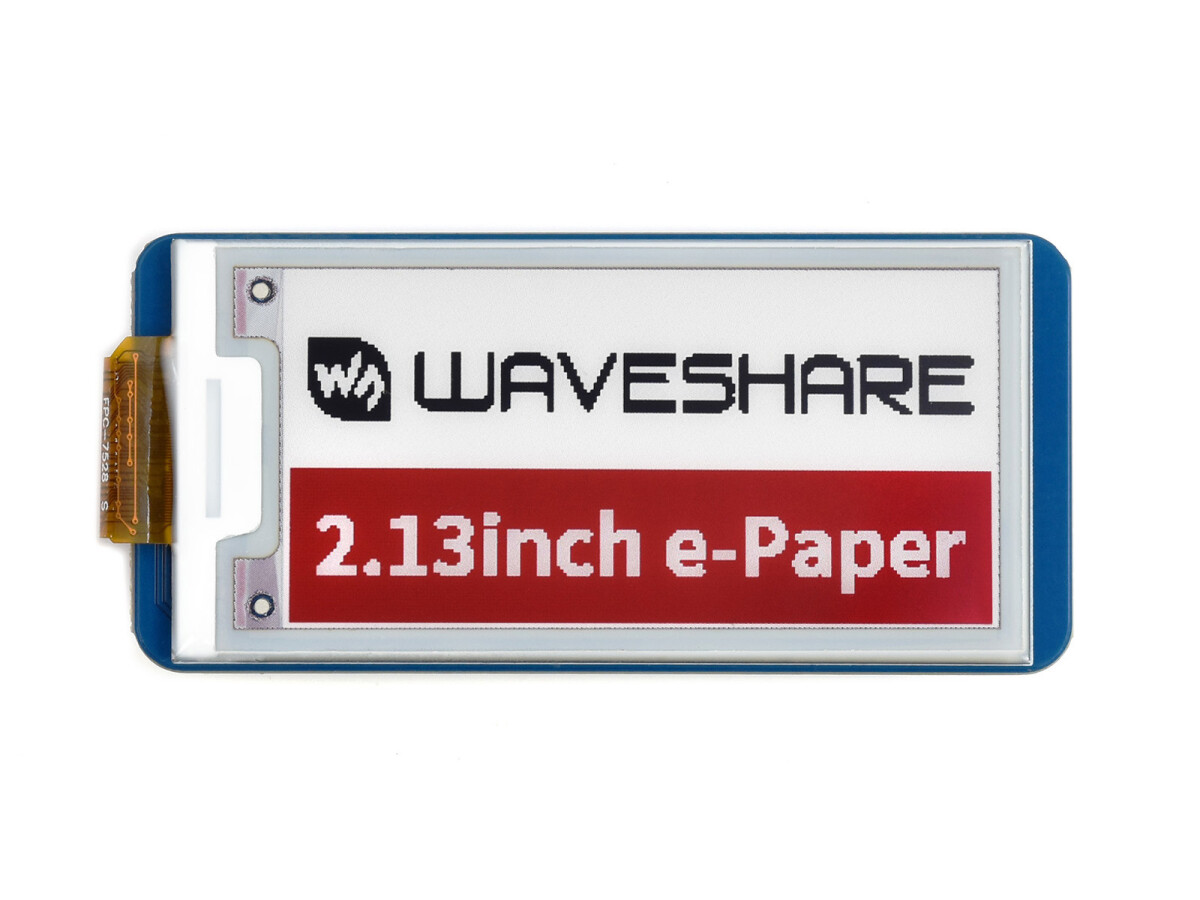 WaveShare 2,13 Zoll E-Paper E-Ink Display Modul (B) til Raspberry Pi Pico, 212×104, Rød / Sort / Hvid, SPI