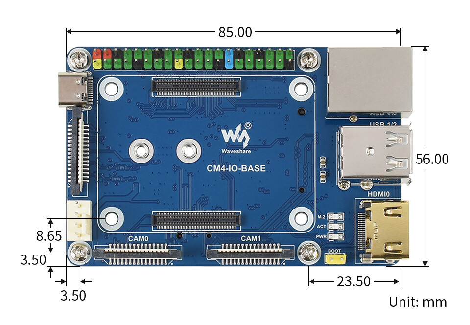 WaveShare Mini Base Board Designet til Raspberry Pi Compute Module 4