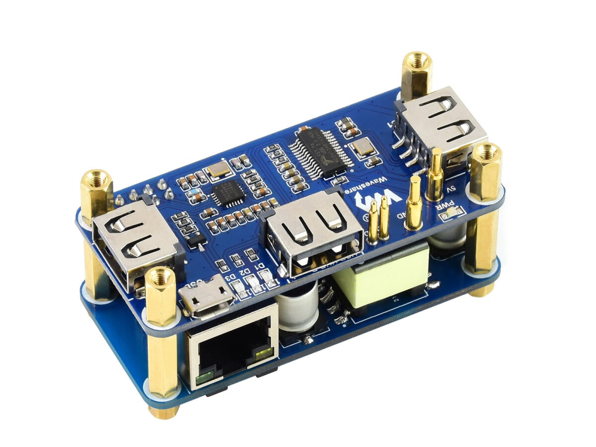 WaveShare PoE Ethernet USB HUB HAT til Raspberry Pi Zero 1x RJ45 3x USB
