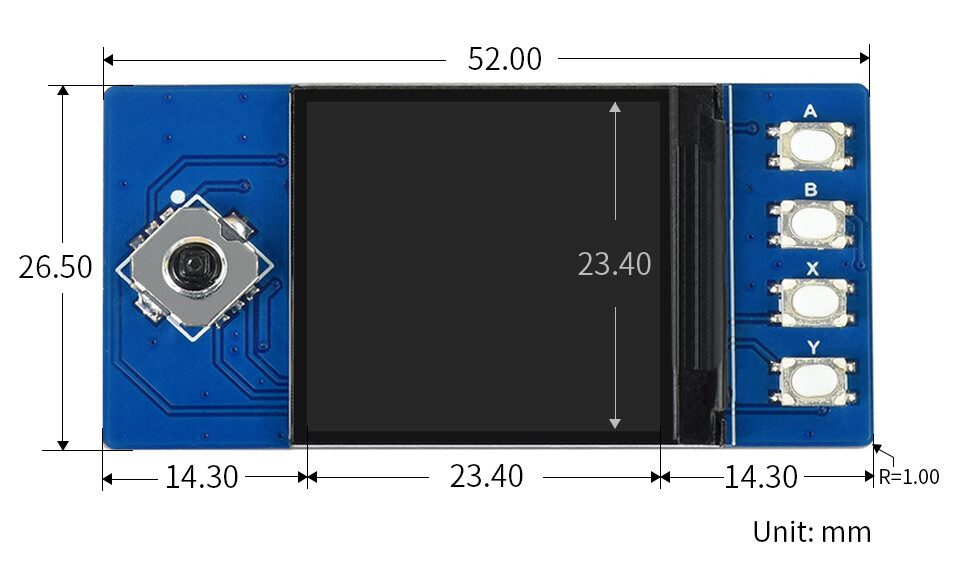 WaveShare 1,3 Zoll LCD-displaymodul til Raspberry Pi Pico, 65.000 farver, 240x240, SPI