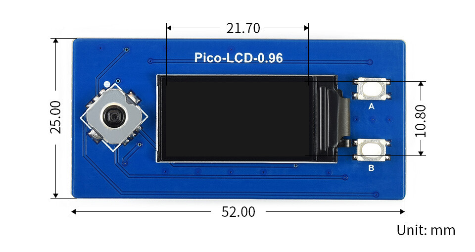 WaveShare 0,96 Zoll LCD-displaymodul til Raspberry Pi Pico, 65.000 farver, 160×80, SPI