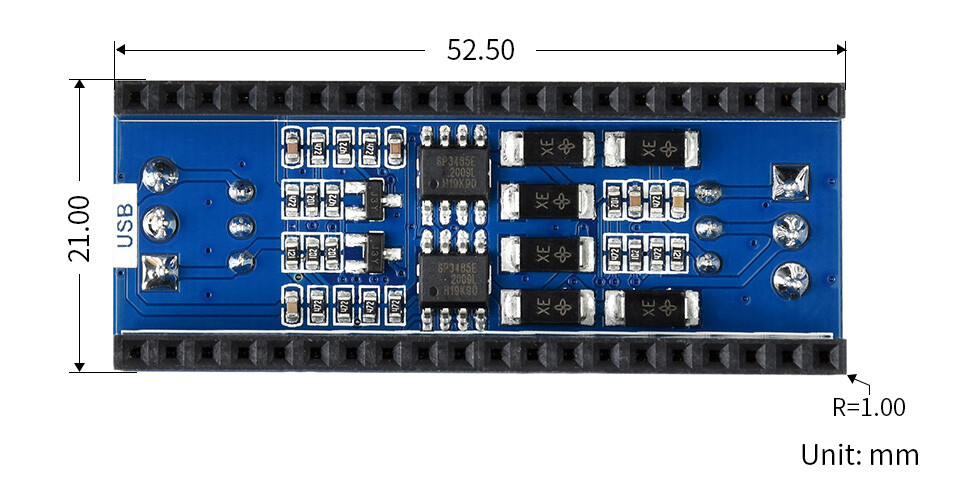 WaveShare 2-Kanal RS485 Modul til Raspberry Pi Pico SP3485 Transceiver UART To RS485