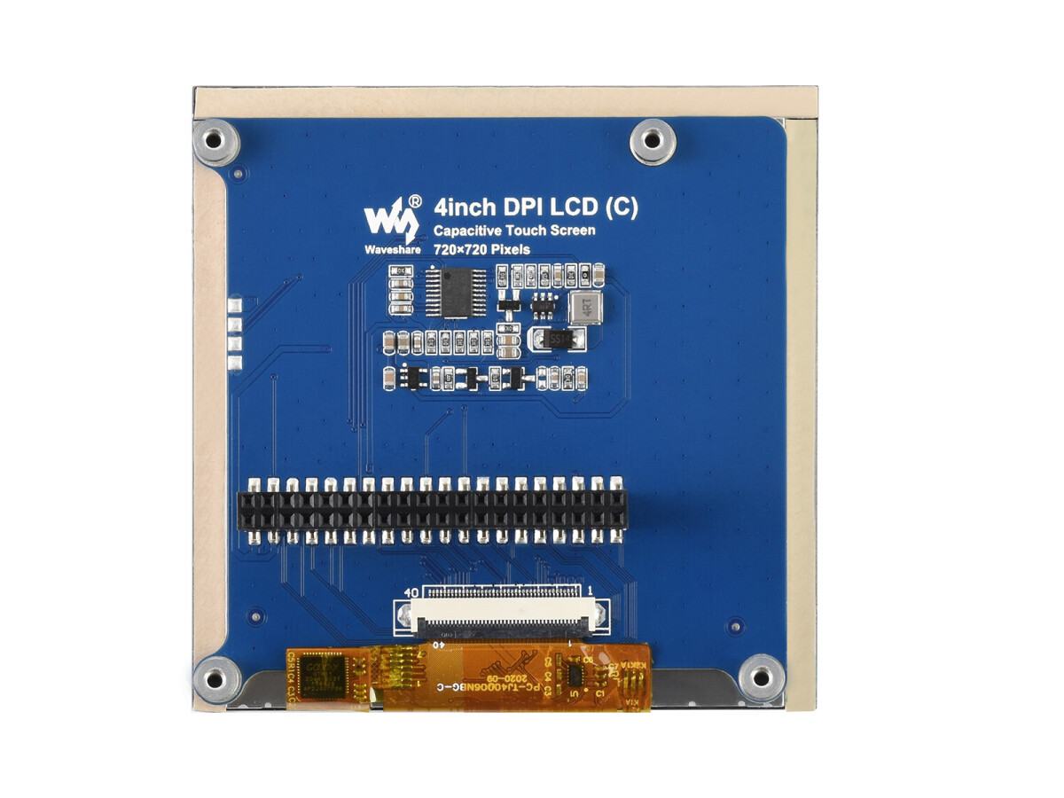 WaveShare 4-tommers firkantet kapacitivt touchskærm LCD (C) til Raspberry Pi, 720x720, DPI, IPS, Forstærket glasdækning, Lav strømforbrug