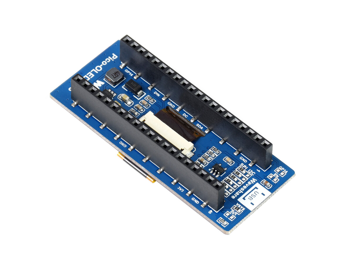 WaveShare 2,2 Zoll OLED-displaymodul til Raspberry Pi Pico, 128×32, SPI/I2C