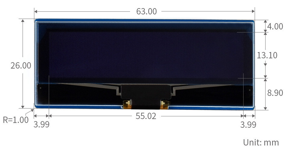 WaveShare 2,2 Zoll OLED-displaymodul til Raspberry Pi Pico, 128×32, SPI/I2C