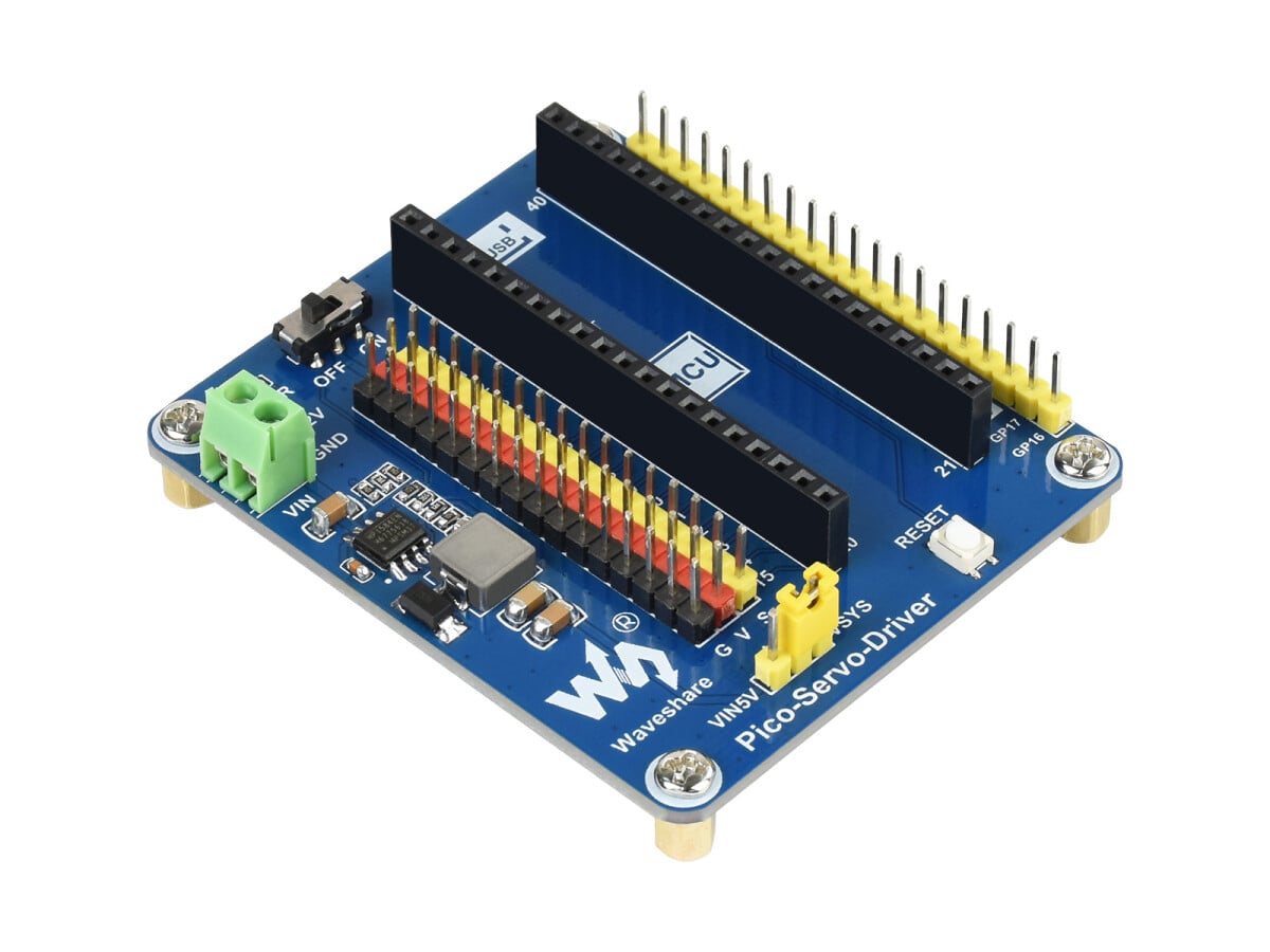 WaveShare Servodrivermodul für Raspberry Pi Pico, 16-Kanal-Ausgänge, 16-Bit-Auflösung