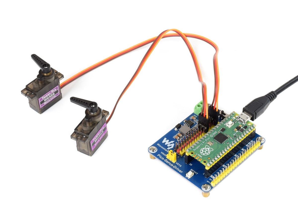 WaveShare Servodrivermodul für Raspberry Pi Pico, 16-Kanal-Ausgänge, 16-Bit-Auflösung