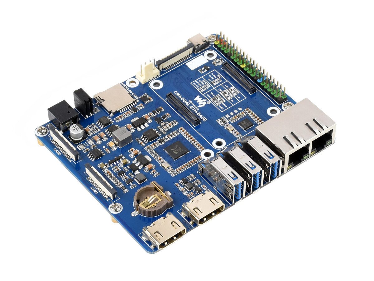 WaveShare Dual Gigabit Ethernet Base Board til Raspberry Pi Compute Module 4