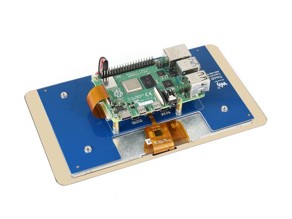 WaveShare 7-tommers kapacitivt touchdisplay til Raspberry Pi, DSI interface, 800×480