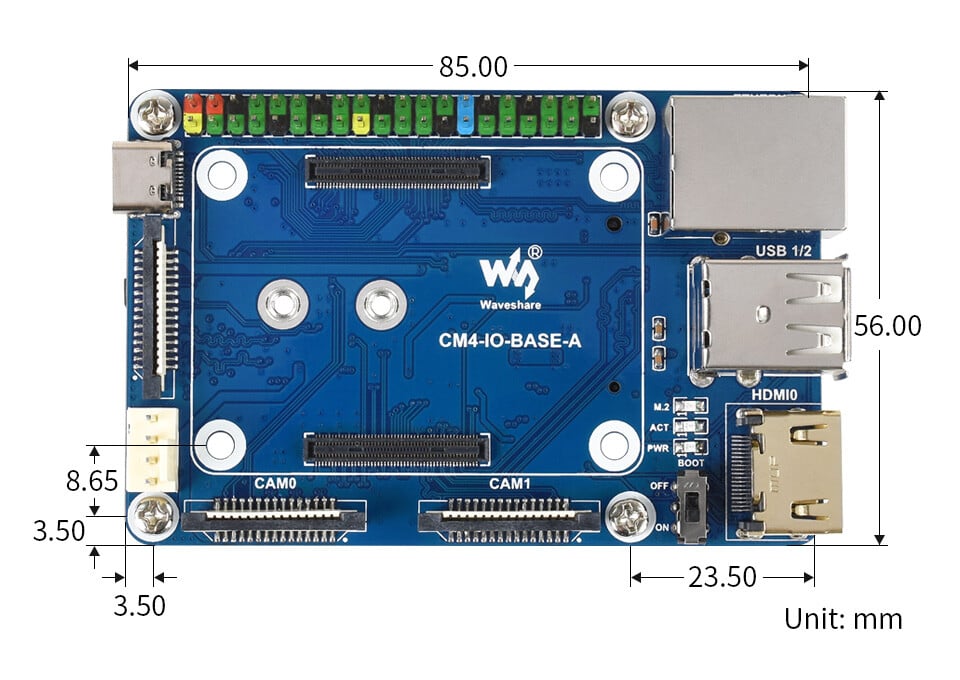 WaveShare Mini Base Board (A) Designet til Raspberry Pi Compute Module 4