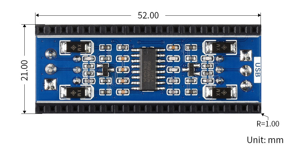 WaveShare 2-Kanal RS232 Modul til Raspberry Pi Pico, SP3232EEN transceiver, UART til RS232