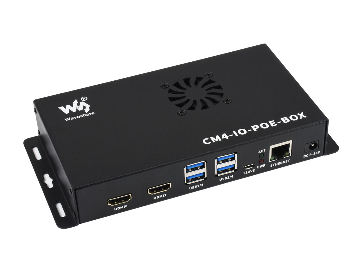 WaveShare PoE Mini-computer Metallkasse med køleventil til Raspberry Pi Compute Module 4