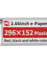 WaveShare 2,66 Zoll E-Paper E-Ink Display Modul (B) til Raspberry Pi Pico, 296×152, Rød / Sort / Hvid, SPI