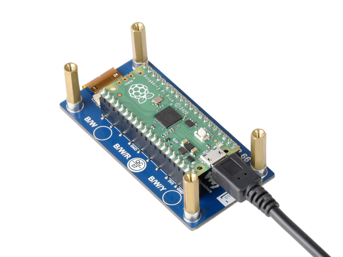 WaveShare 2,66 Zoll E-Paper E-Ink Display Modul (B) til Raspberry Pi Pico, 296×152, Rød / Sort / Hvid, SPI