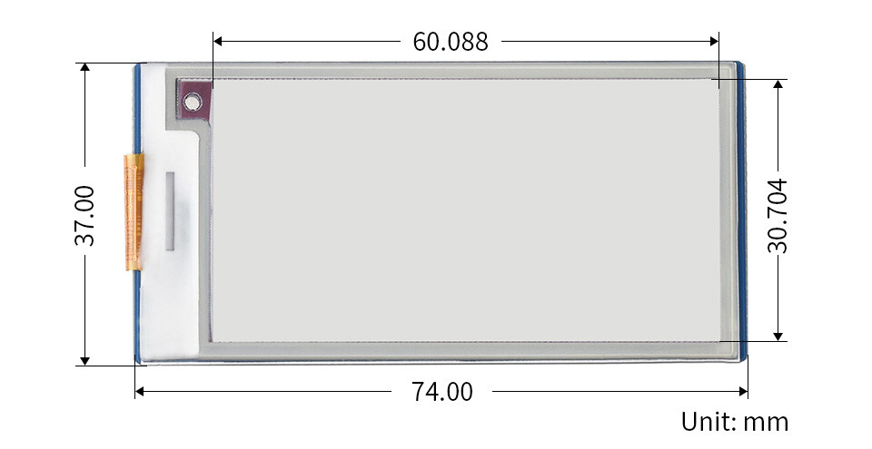 WaveShare 2,66 Zoll E-Paper E-Ink Display Modul (B) til Raspberry Pi Pico, 296×152, Rød / Sort / Hvid, SPI