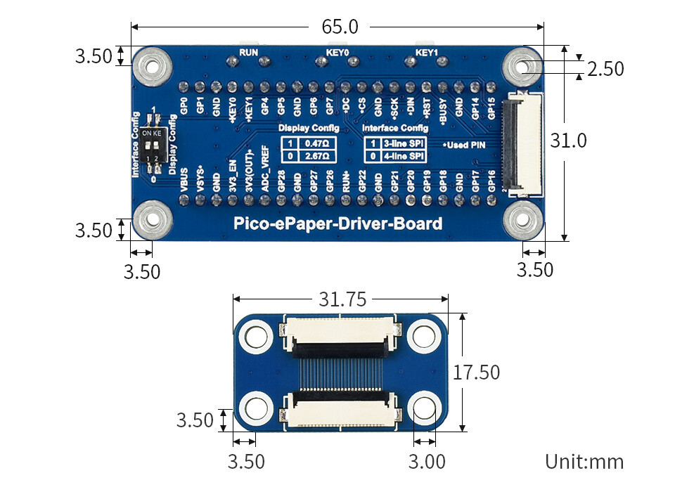 WaveShare 5,83 Zoll E-Paper E-Ink Display Modul für Raspberry Pi Pico 648x480 Schwarz Weiß SPI