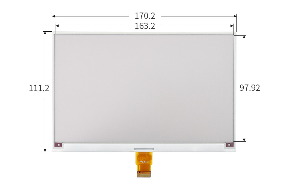 WaveShare 7,5 Zoll E-Paper E-Ink Display Modul (B) til Raspberry Pi Pico 800x480 Rød Sort Hvid SPI