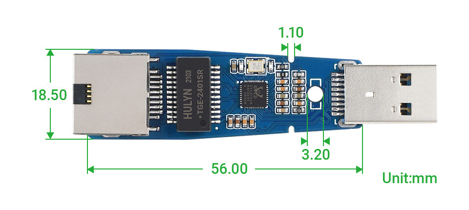 WaveShare USB 3.2 Gen1 til Gigabit Ethernet Konverter – Driverfri