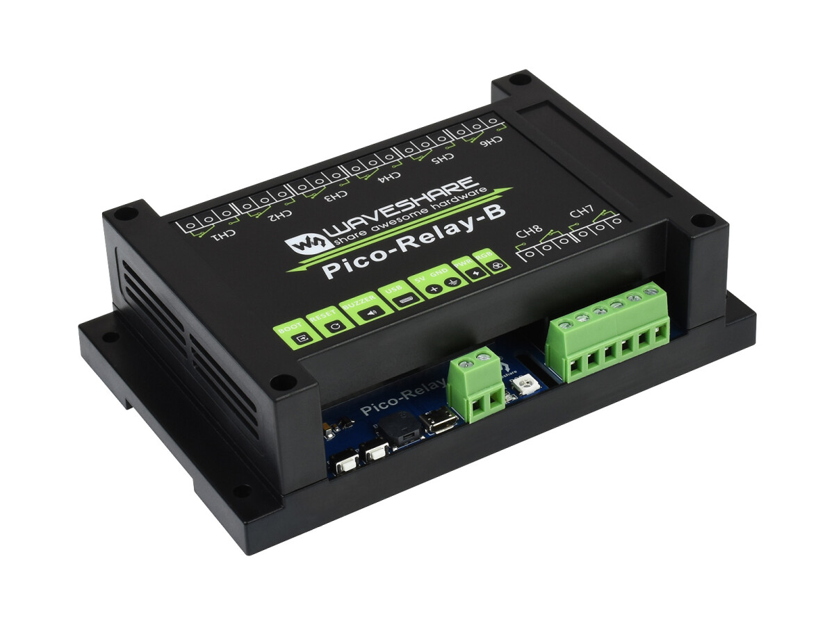 WaveShare Pico-Relay-B Industrielt 8-kanals relæmodul til Raspberry Pi Pico