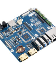 WaveShare Dual Gigabit Ethernet Mini-computer med metalkabinet og køleventil til Raspberry Pi Compute Module 4