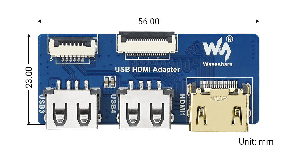WaveShare USB HDMI Adapter for CM4-IO-BASE FFC to Standard Connector