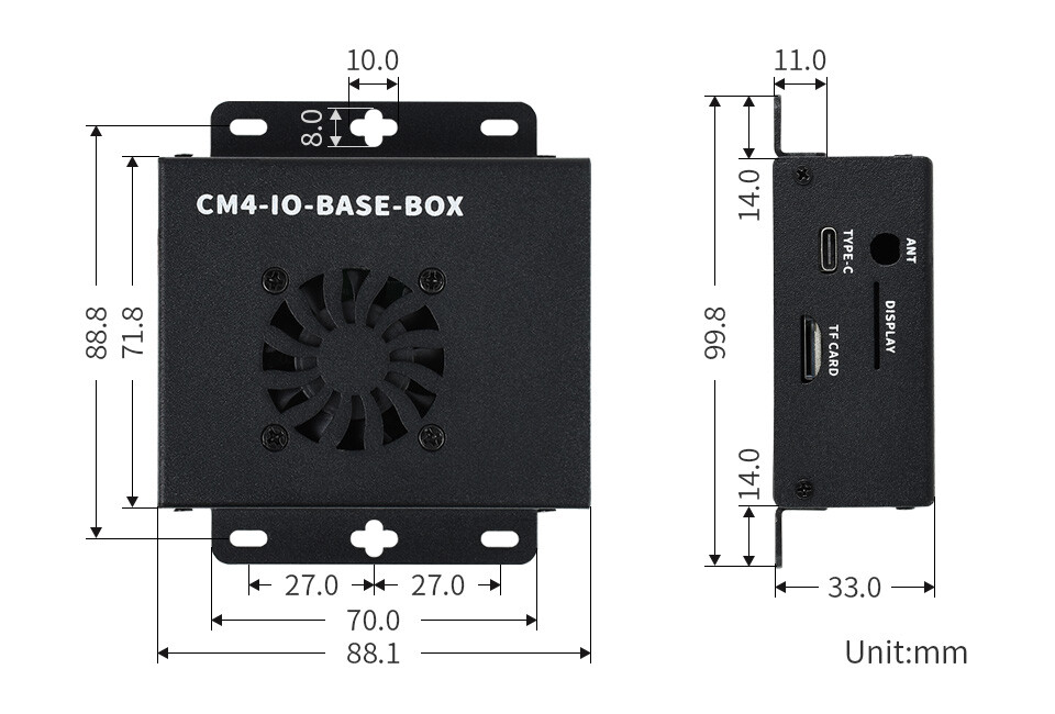 WaveShare CM4-IO-BASE-BOX-A + USB HDMI adapter til Raspberry Pi Compute Module 4