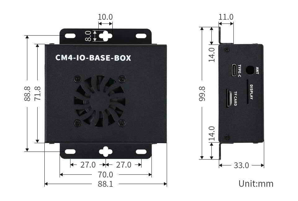 WaveShare CM4-IO-BASE-BOX-B + USB HDMI adapter til Raspberry Pi Compute Module 4