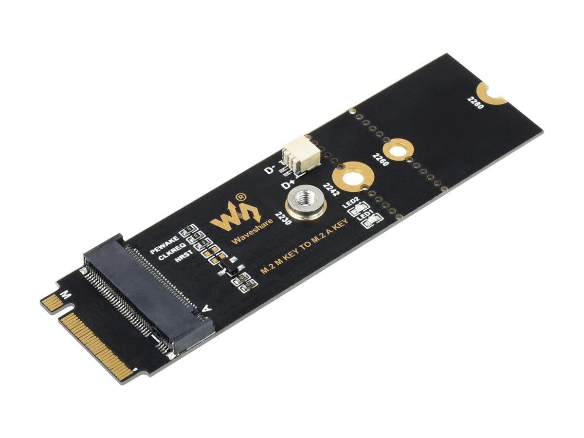 WaveShare M.2 Adapter til PCIe-enheder M KEY til A KEY Understøtter USB-konvertering