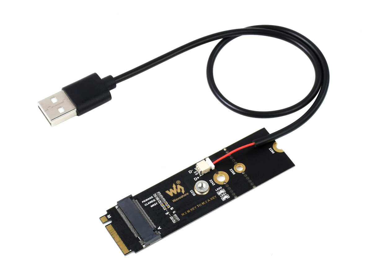 WaveShare M.2 Adapter til PCIe-enheder M KEY til A KEY Understøtter USB-konvertering