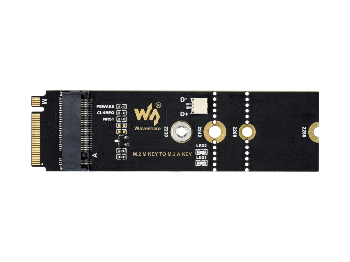 WaveShare M.2 Adapter til PCIe-enheder M KEY til A KEY Understøtter USB-konvertering