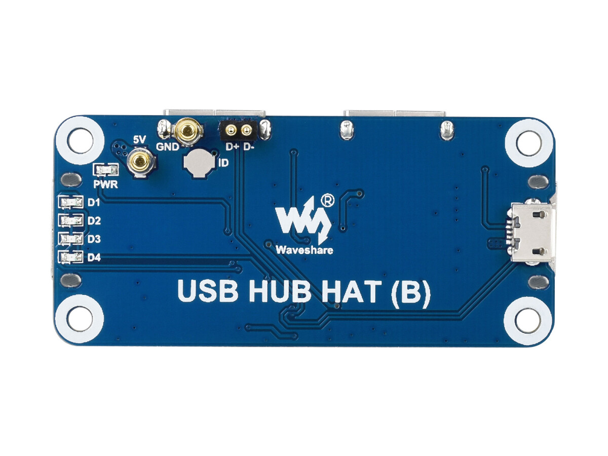 WaveShare USB HUB HAT (B) til Raspberry Pi-serien, 4x USB 2.0 porte