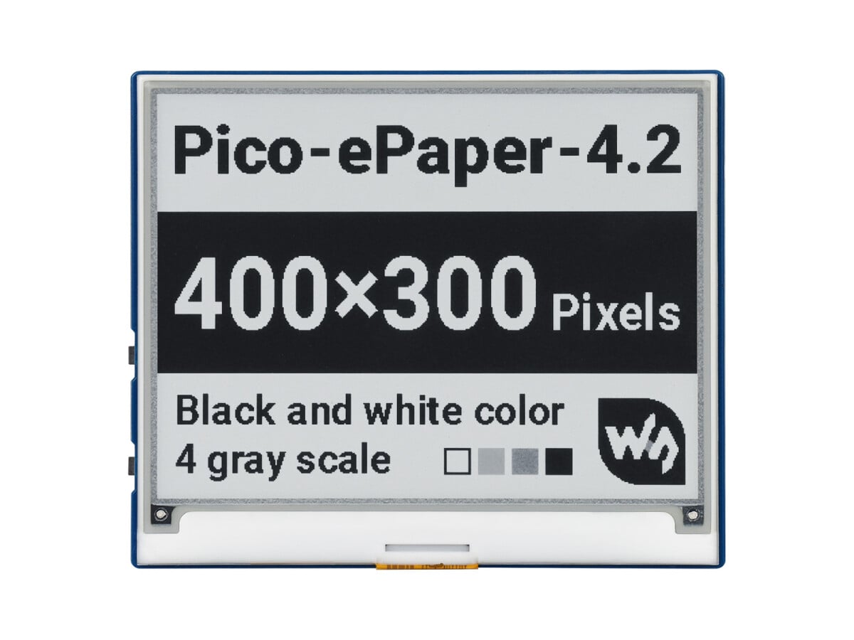 WaveShare 4,2 Zoll E-Paper E-Ink Display Modul til Raspberry Pi Pico 400x300 Sort Hvid 4 Graustone SPI