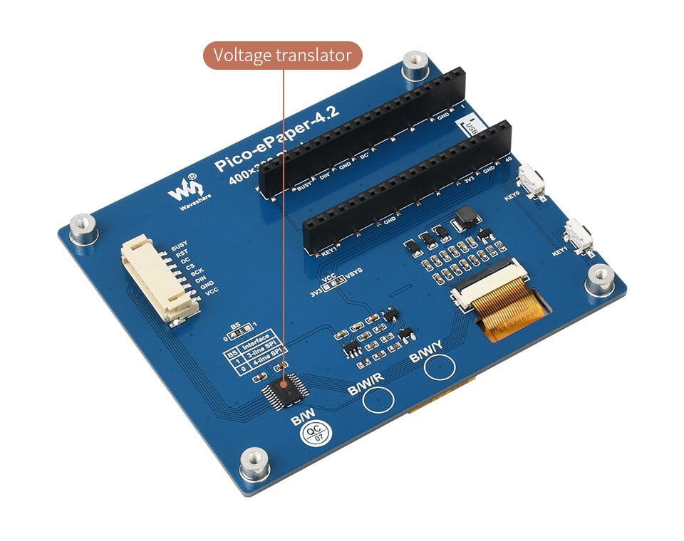 WaveShare 4,2 Zoll E-Paper E-Ink Display Modul til Raspberry Pi Pico 400x300 Sort Hvid 4 Graustone SPI