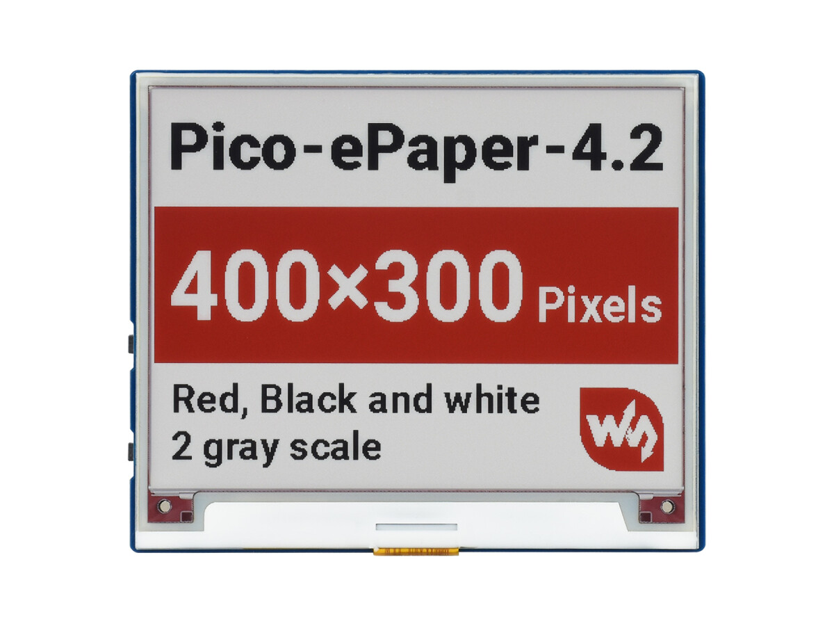 WaveShare 4,2 Zoll E-Paper E-Ink Display Modul (B) til Raspberry Pi Pico 400x300 Rød Sort Hvid SPI