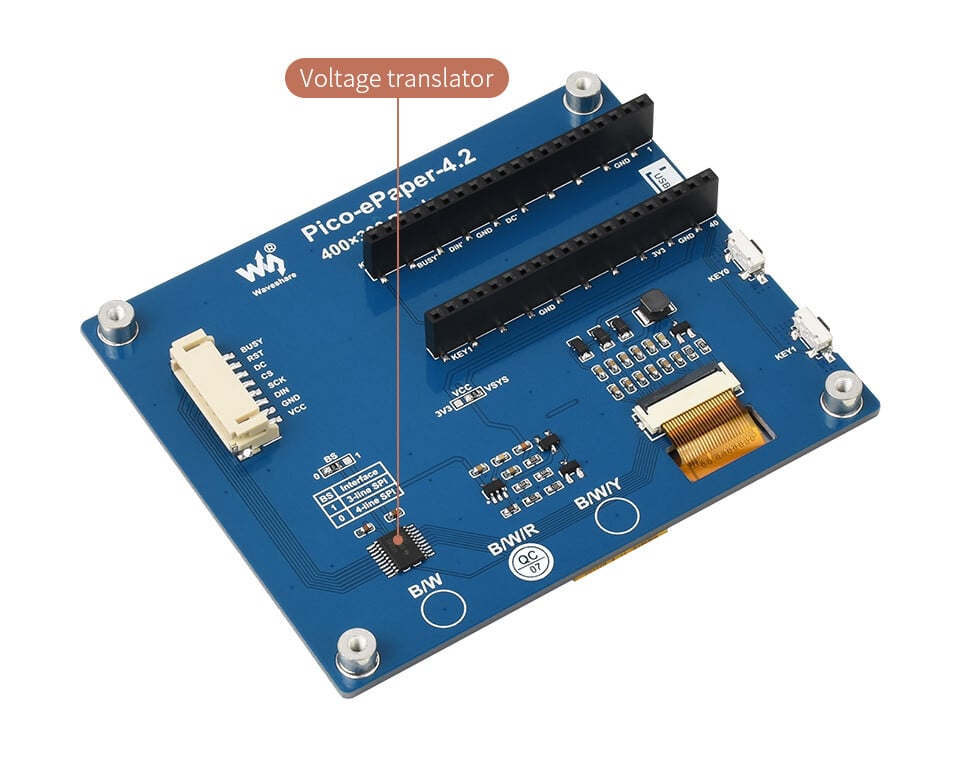 WaveShare 4,2 Zoll E-Paper E-Ink Display Modul (B) til Raspberry Pi Pico 400x300 Rød Sort Hvid SPI