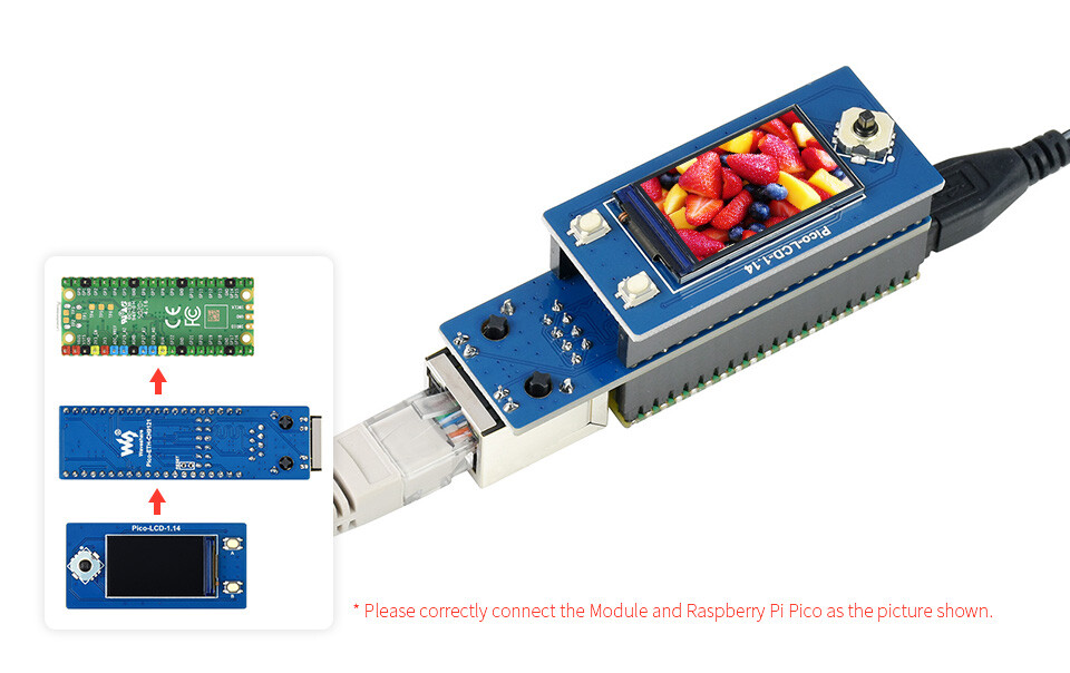 WaveShare Ethernet til UART-konverter til Raspberry Pi Pico, 10/100M Ethernet